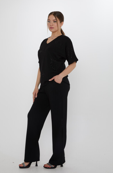 طقم رياضي - بأكمام قصيرة - أسود - 17893 | كازي (طقم من 3 قطع بمقاسات M-L-XL) - 3