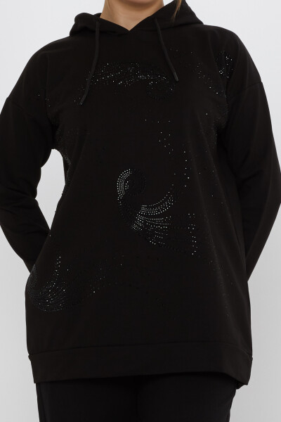 طقم رياضي أسود مع تفاصيل غطاء محرك السيارة - 17896 | كازي (مجموعة من 3 مقاسات M-L-XL) - 5