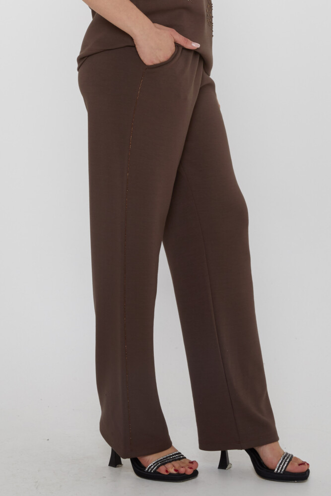 طقم رياضي بأكمام قصيرة، بني - 17893 | كازي (طقم من 3 قطع، مقاسات M-L-XL) - 5