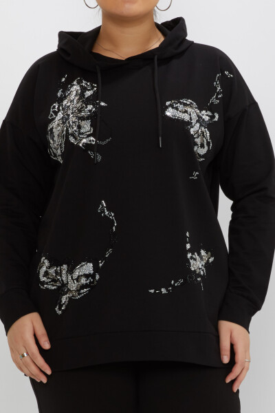 طقم رياضي بغطاء رأس وتفاصيل باللون الأسود - 17897 | كازي (مجموعة من 3 مقاسات M-L-XL) - Kazee (1)