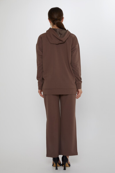 طقم رياضي مع غطاء رأس بني - 17896 | كازي (مجموعة من 3 مقاسات M-L-XL) - 9