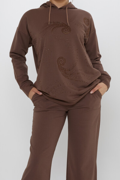 طقم رياضي مع غطاء رأس بني - 17896 | كازي (مجموعة من 3 مقاسات M-L-XL) - 3