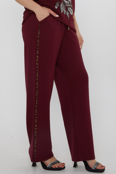 طقم رياضي - بنقشة النمر - عنابي - 17876 | كازي (طقم من 3 قطع، مقاسات L-XL-2XL) - 6