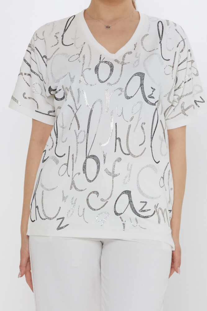 طقم رياضي مزين بحروف، لون بيج فاتح - 17906 | كازي (طقم من 3 قطع، مقاسات M-L-XL) - 3