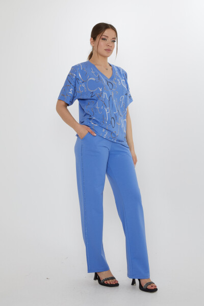 طقم رياضي مزين بحروف، لون نعناعي - 17906 | كازي (طقم من 3 قطع، مقاسات M-L-XL) - KAZEE (1)