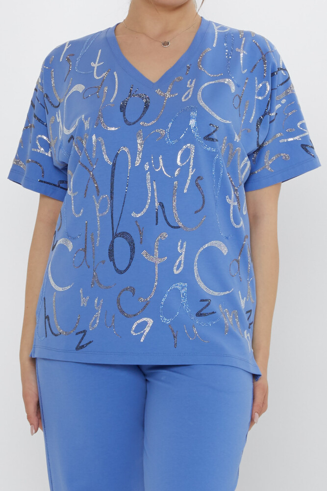 طقم رياضي مزين بحروف، لون نعناعي - 17906 | كازي (طقم من 3 قطع، مقاسات M-L-XL) - 3