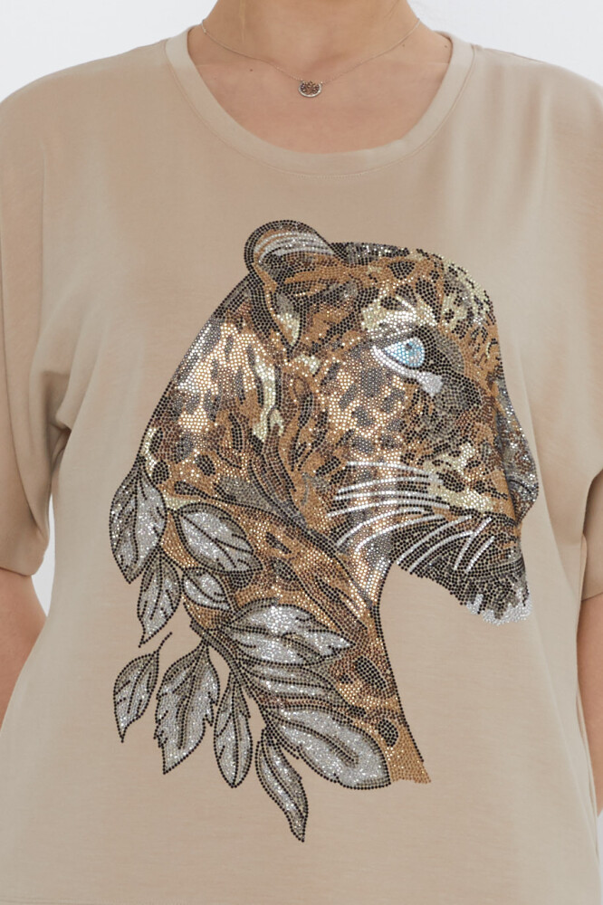 طقم رياضي - بنقشة النمر - بيج - 17876 | كازي (طقم من 3 قطع، مقاسات L-XL-2XL) - 4