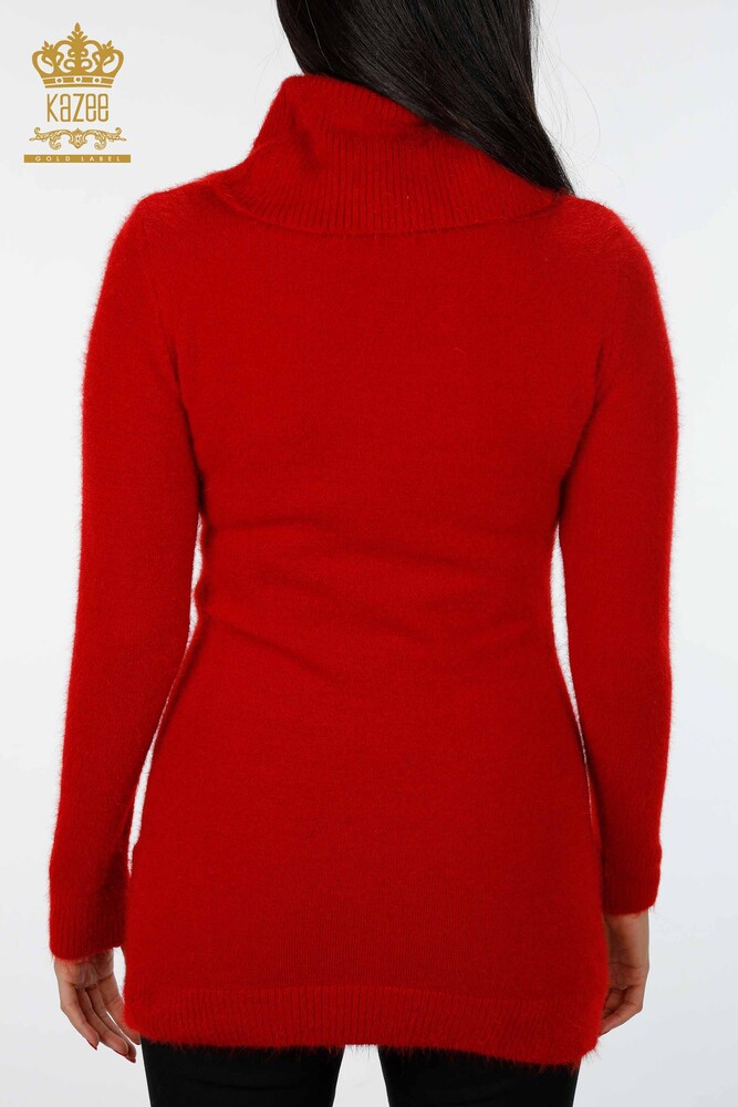 Toptan Bayan Angora Tunik Kaplan Desenli Taş İşlemeli Cepli - 18880 | KAZEE - 6