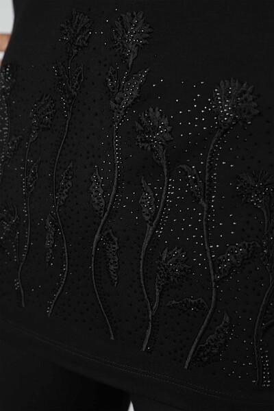 Toptan Bayan Bluz Çiçek Desenli Nakış İşlemeli - 77635 | KAZEE - Thumbnail