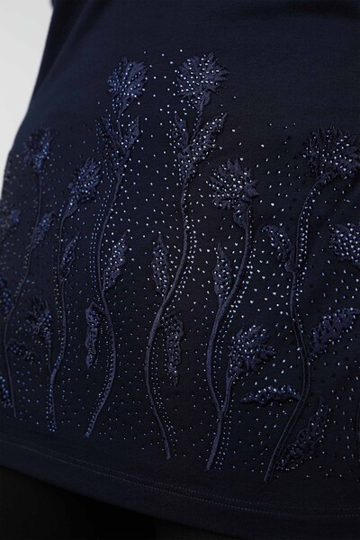 Toptan Bayan Bluz Çiçek Desenli Nakış İşlemeli - 77635 | KAZEE - Thumbnail