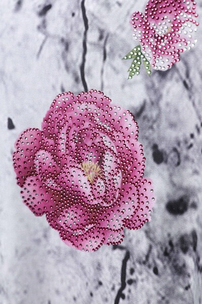 Toptan Bayan Bluz Çiçek Desenli Nakış İşlemeli - 77801 | KAZEE - Thumbnail