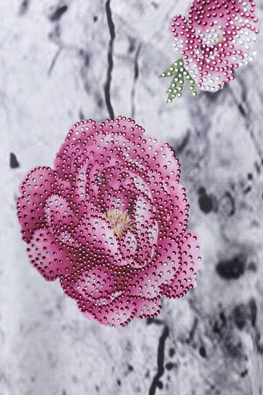 Toptan Bayan Bluz Çiçek Desenli Nakış İşlemeli - 77801 | KAZEE