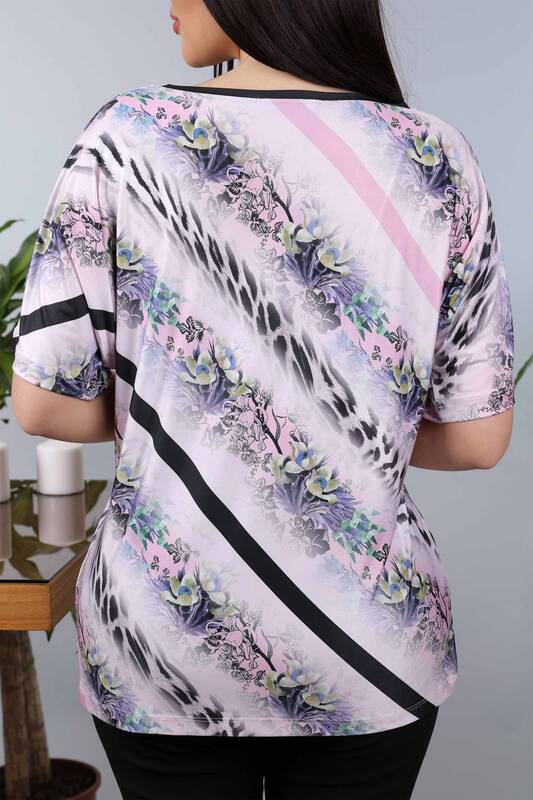 Toptan Bayan Bluz Çiçek Desenli Taş Nakış İşlemeli - 12017 | KAZEE