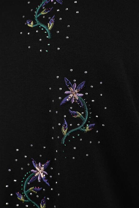 Toptan Bayan Bluz Çiçek Desenli Taş Nakış İşlemeli - 77639 | KAZEE