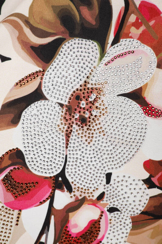 Toptan Bayan Bluz Dijital Puantiye ve Çiçek Desenli - 12049 | KAZEE