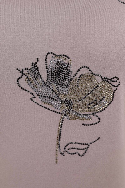 Toptan Bayan Bluz Gül Desenli Taş Nakış İşlemeli - 77883 | KAZEE - Thumbnail
