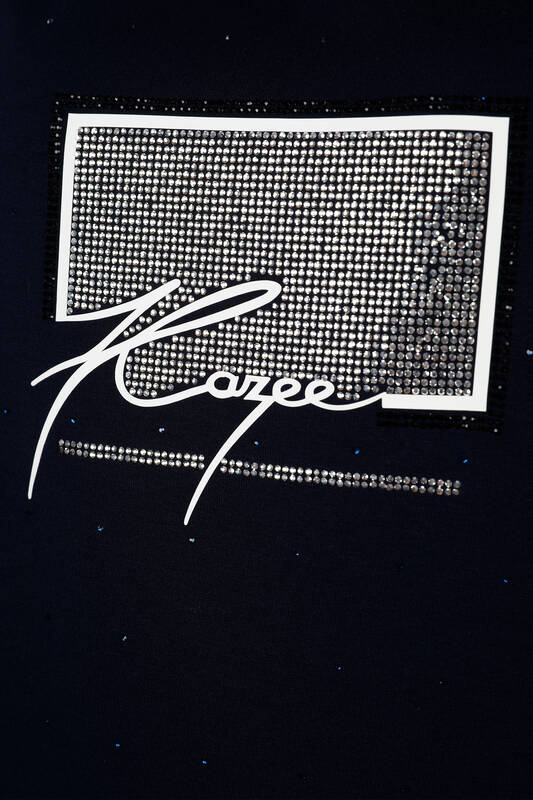 Toptan Bayan Bluz Kazee Logolu Taş Nakış İşlemeli - 78929 | KAZEE