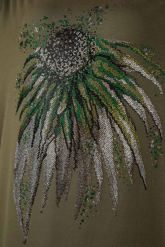 Toptan Bayan Bluz Taş İşlemeli Çiçek Detaylı - 78943 | KAZEE