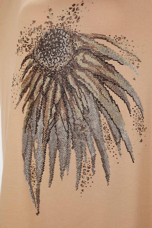 Toptan Bayan Bluz Taş İşlemeli Çiçek Detaylı - 78943 | KAZEE