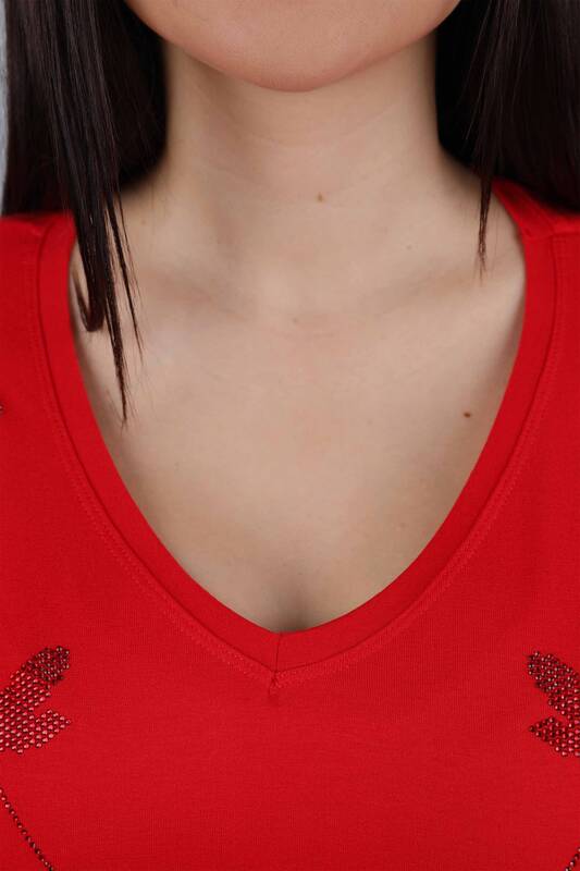 Toptan Bayan Bluz Taş Nakış İşlemeli Yusufçuk Modelli - 77877 | KAZEE