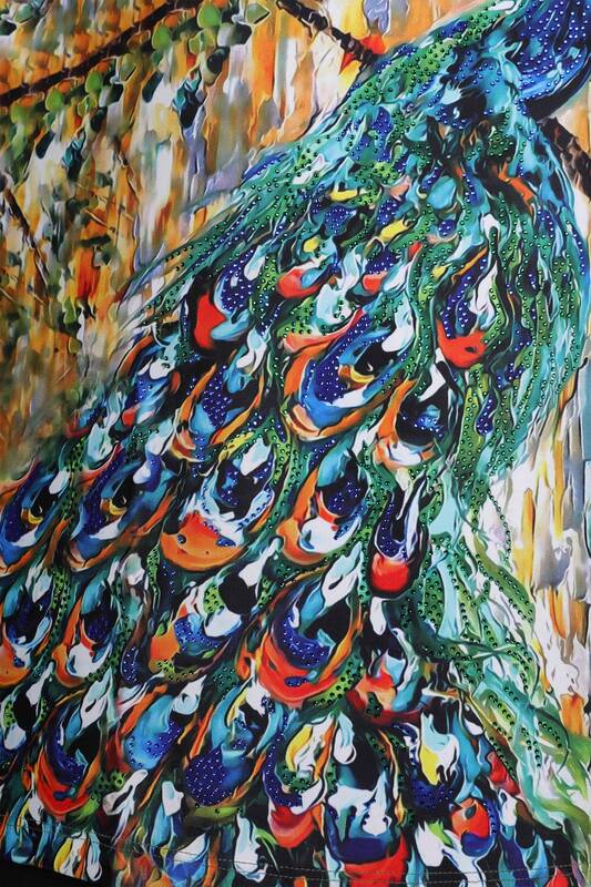 Toptan Bayan Bluz Tavus Kuşu Renkli Desenli - 77780 | KAZEE