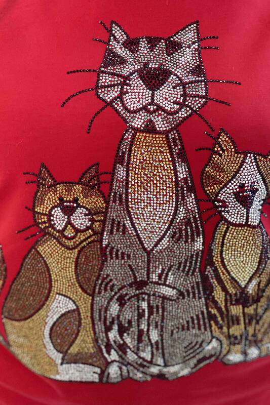 Toptan Bayan Eşofman Takımı Kedi Detaylı ve Kapüşonlu - 17257 | KAZEE