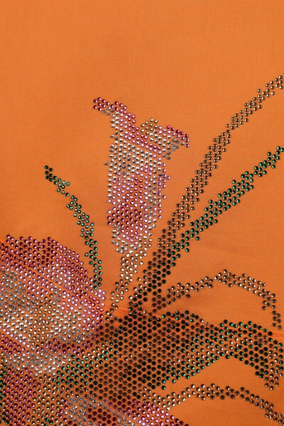Toptan Bayan Gömlek Çiçek Desenli Taş Nakış İşlemeli - 17053 | KAZEE - Thumbnail