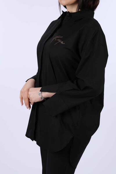 Toptan Bayan Gömlek Kadın Figürlü Kazee Logolu - 20070 | KAZEE - Thumbnail