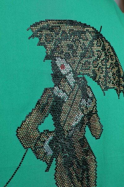 Toptan Bayan Gömlek Kaplan Kadın Desenli Taş İşlemeli - 20023 | KAZEE - Thumbnail