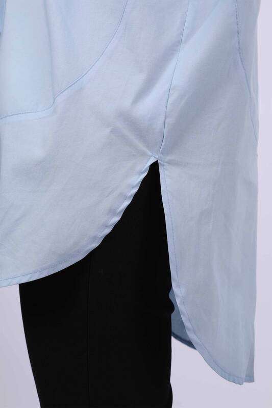 Toptan Bayan Gömlek Omzu Taş Detaylı Oversize - 20007 | KAZEE