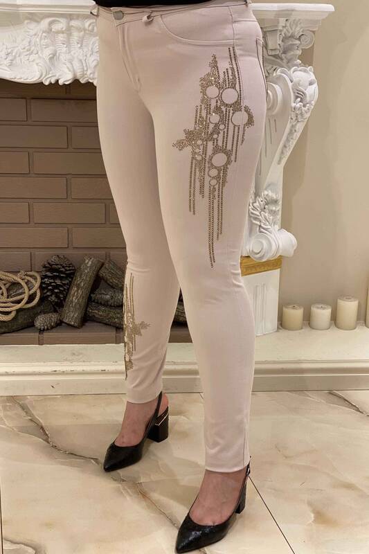 Toptan Bayan Pantolon Taş İşleme Detaylı - 3306 | KAZEE