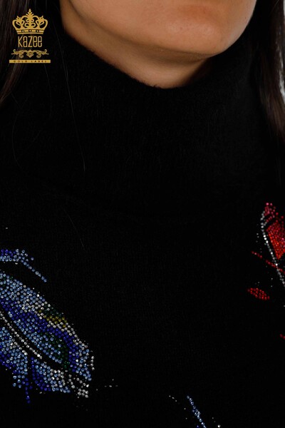 Toptan Bayan Triko Tunik Renkli Tüy Desenli Taş İşlemeli - 18892 | KAZEE - 14