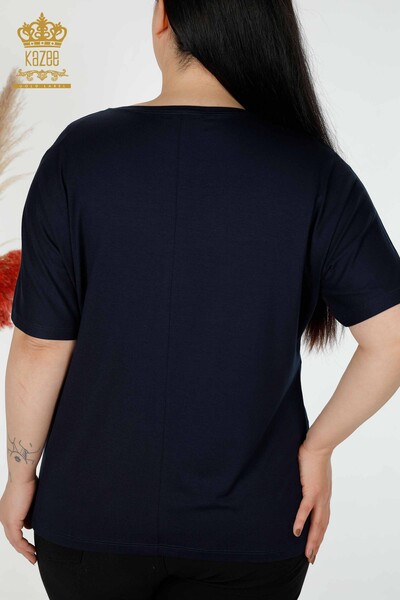 Toptan Kadın Bluz Ayı Desenli Siyah - 77666 | KAZEE - Thumbnail