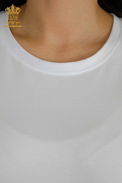 Toptan Kadın Bluz Basic Beyaz - 79562 | KAZEE - Thumbnail
