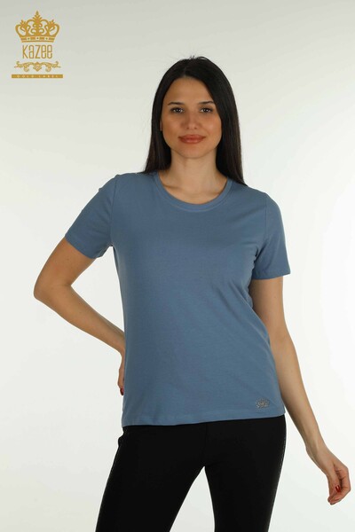 Toptan Kadın Bluz Basic İndigo - 79562 | KAZEE - Thumbnail