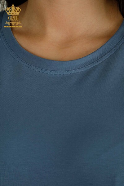 Toptan Kadın Bluz Basic İndigo - 79562 | KAZEE - Thumbnail