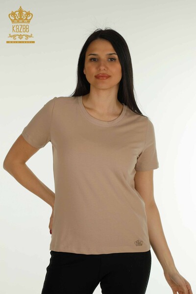 Toptan Kadın Bluz Basic Koyu Bej - 79562 | KAZEE - Thumbnail