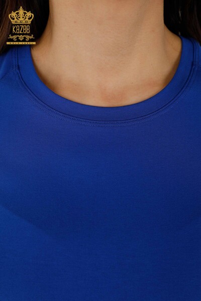 Toptan Kadın Bluz Basic Saks - 79219 | KAZEE - Thumbnail