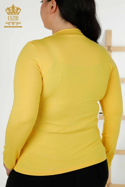 Toptan Kadın Bluz Basic Sarı - 79258 | KAZEE - Thumbnail