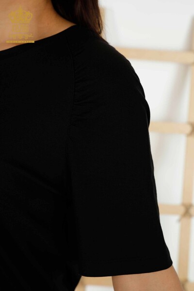 Toptan Kadın Bluz Basic Siyah - 79219 | KAZEE - Thumbnail