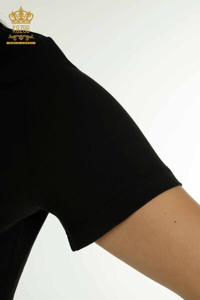 Toptan Kadın Bluz Basic Siyah - 79562 | KAZEE - Thumbnail