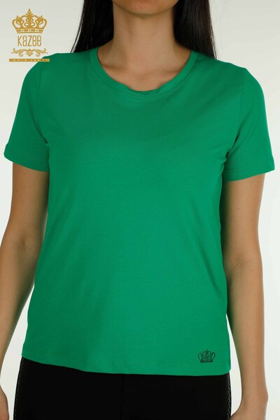 Toptan Kadın Bluz Basic Yeşil - 79562 | KAZEE - Thumbnail