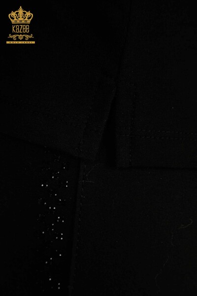 Toptan Kadın Bluz Cep Detaylı Siyah - 79477 | KAZEE - Thumbnail