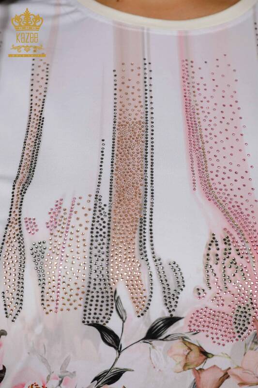Toptan Kadın Bluz Çiçek Desenli Dijital - 79253 | KAZEE