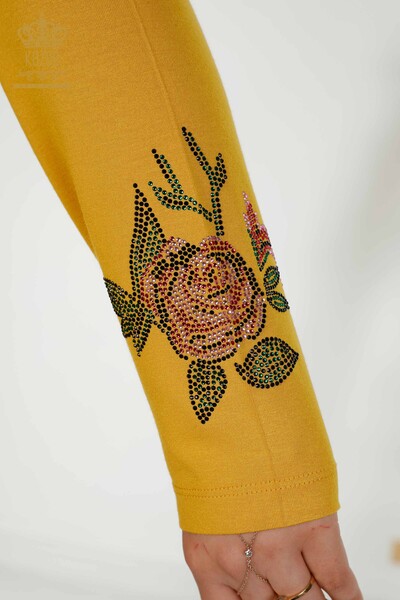 Toptan Kadın Bluz Çiçek Desenli Safran - 79042 | KAZEE - Thumbnail
