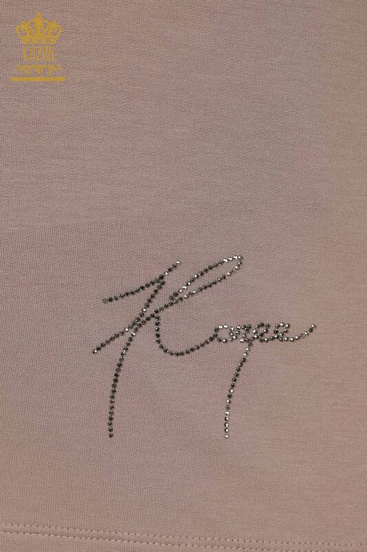 Toptan Kadın Bluz Çiçek Desenli Vizon - 79307 | KAZEE