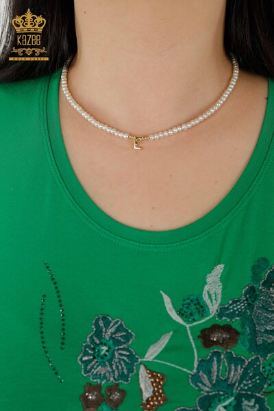 Toptan Kadın Bluz Çiçek Desenli Yeşil - 79045 | KAZEE - 5