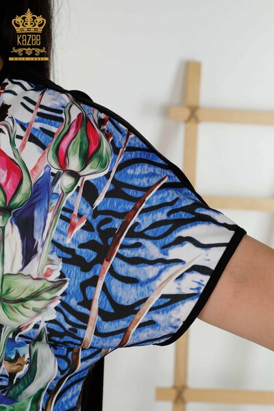 Toptan Kadın Bluz Çiçek Dijital - 79228 | KAZEE - Thumbnail