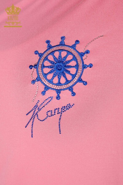 Toptan Kadın Bluz Desenli Pembe - 78925 | KAZEE - Thumbnail