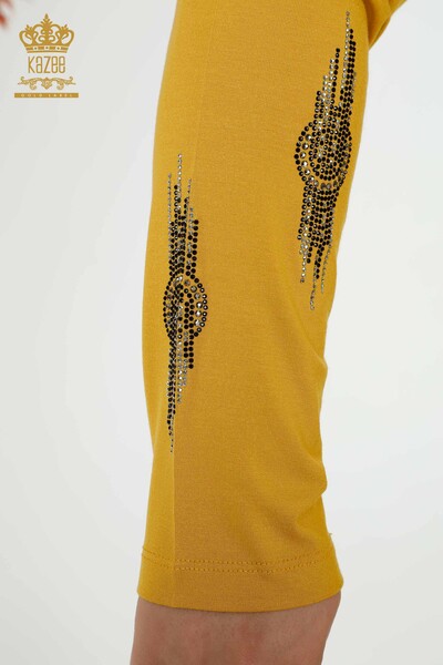 Toptan Kadın Bluz Desenli Safran - 79043 | KAZEE - Thumbnail